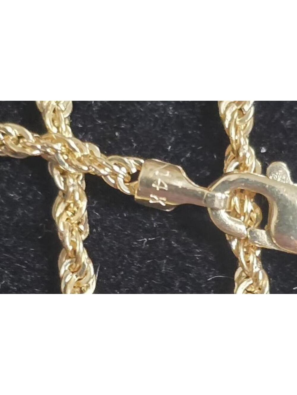 Real 14K Yellow Gold 1.6mm Diamond Cut Italian Rope Chain, 24" Italy - Picture 4 of 10